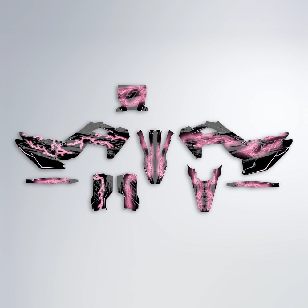 PATCHY Husqvarna FE/TE graphics kit parts layout in Sakura Pink