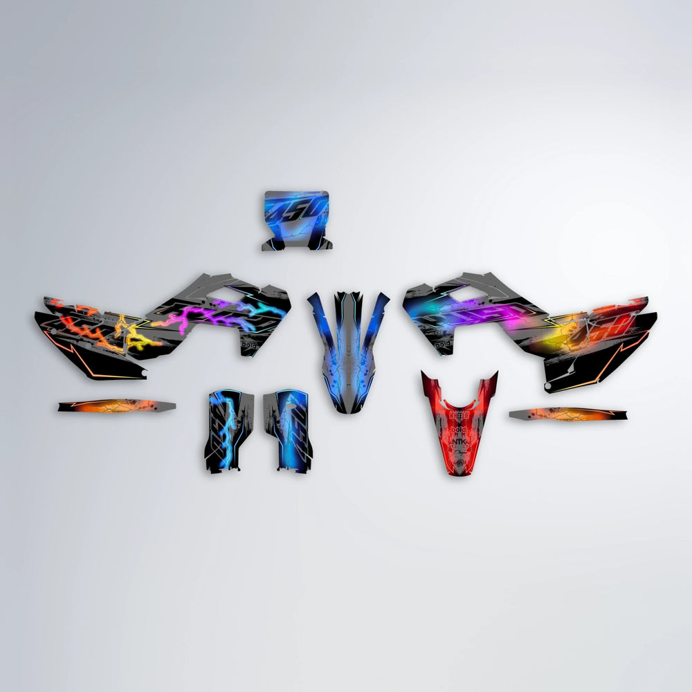 PATCHY Husqvarna FE/TE graphics kit parts layout in Sunset Fade