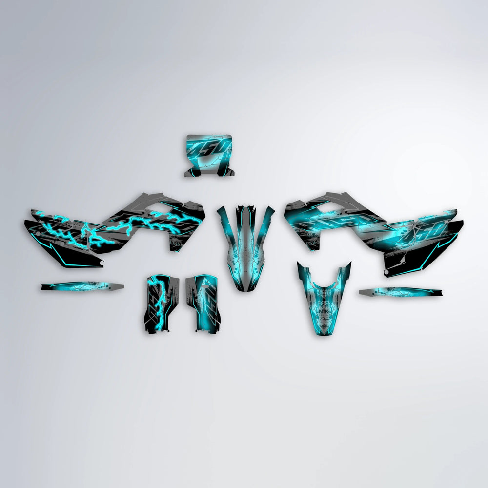 PATCHY Husqvarna FE/TE graphics kit parts layout in Teal