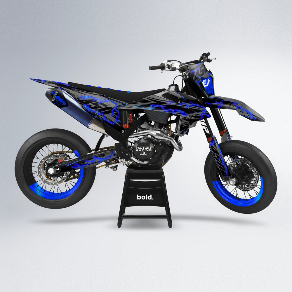 PATCHY supermoto graphics kit in Blue Chrome