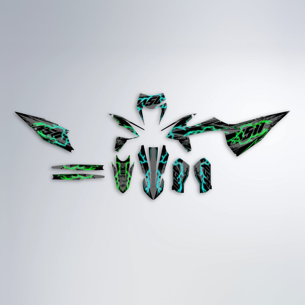 PATCHY graphics kit parts layout in Cyan & Green