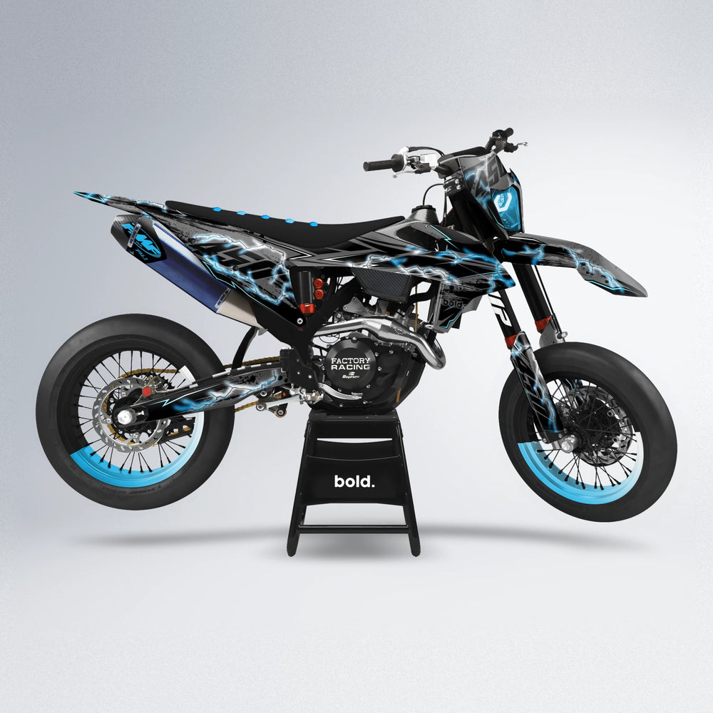 PATCHY supermoto graphics kit in Light Blue & White
