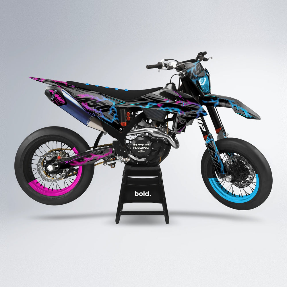 PATCHY supermoto graphics kit in Pink & Light Blue