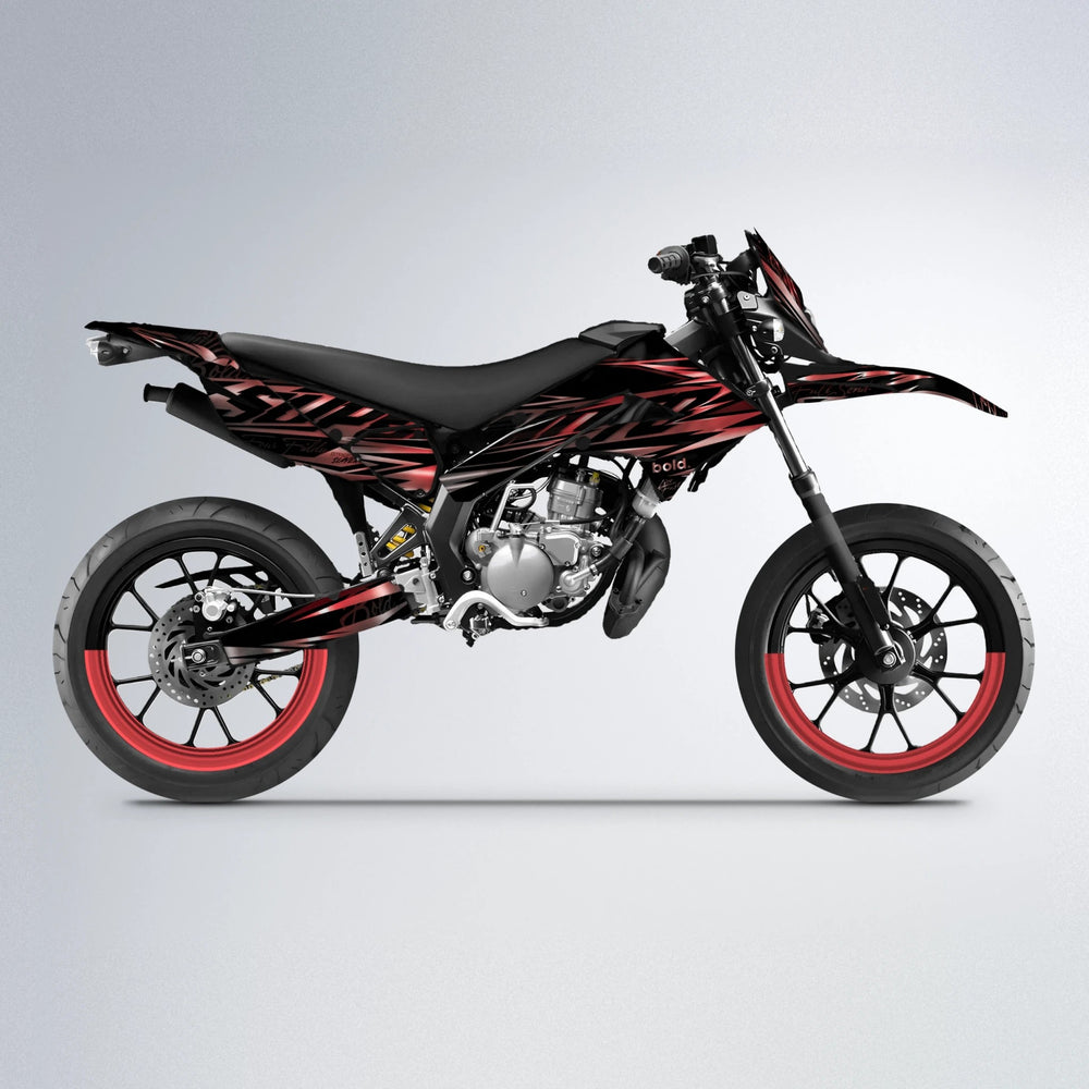 PHANTOM Derbi Senda supermoto graphics kit in Black & Red