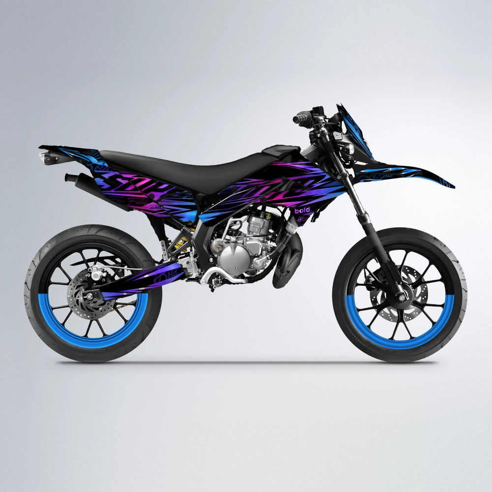 PHANTOM Derbi Senda supermoto graphics kit in Blue Purple Fade