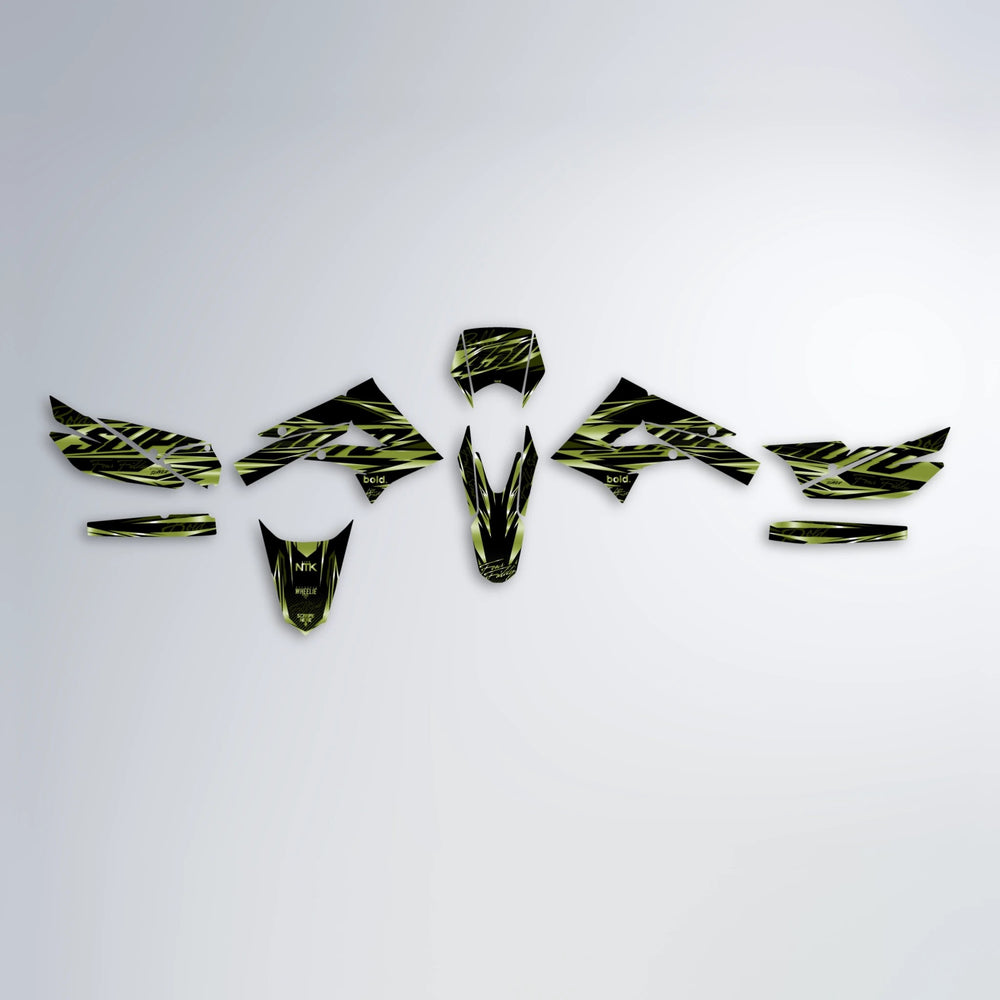 PHANTOM Derbi Senda graphics kit parts layout in Olive