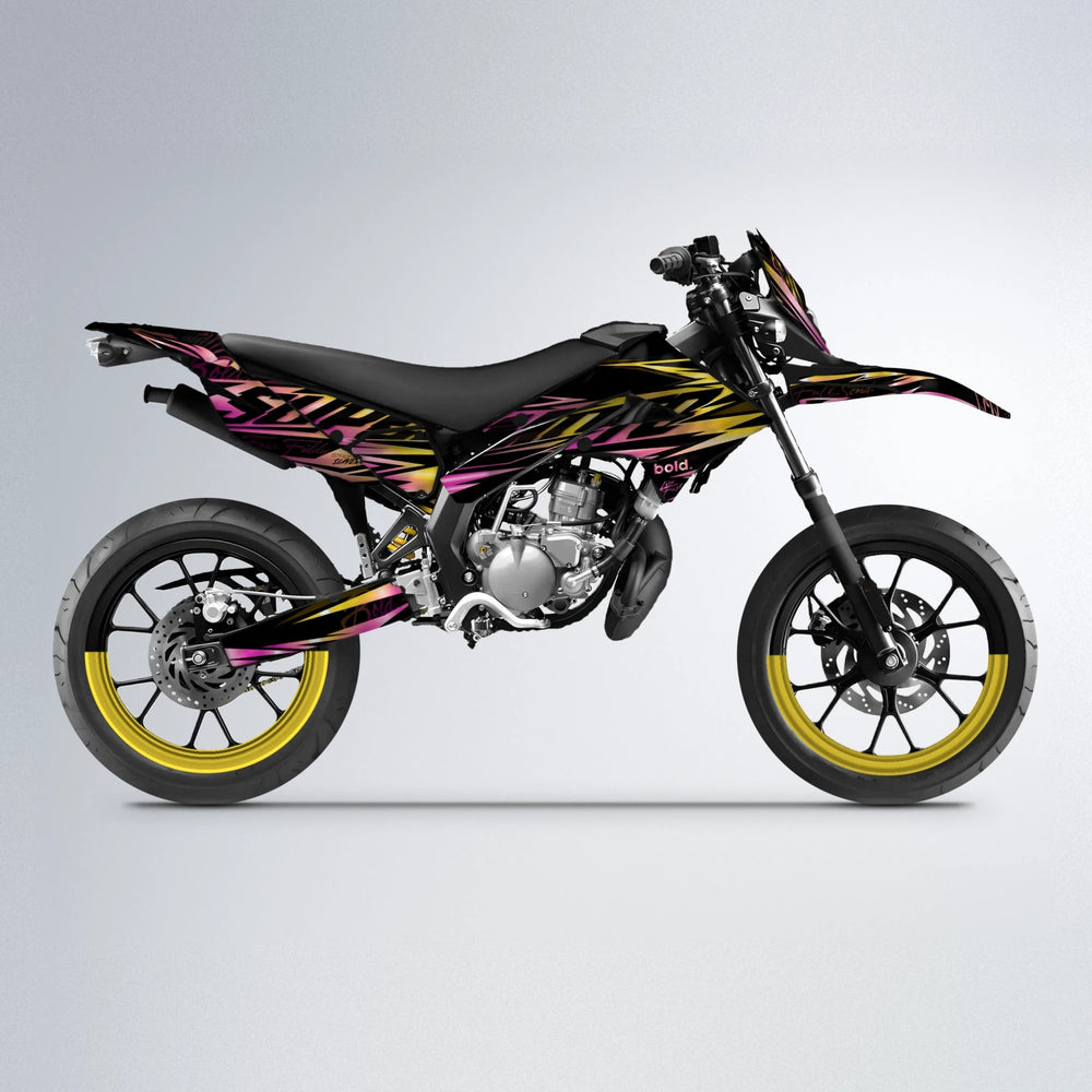 PHANTOM Derbi Senda supermoto graphics kit in Pink & Yellow