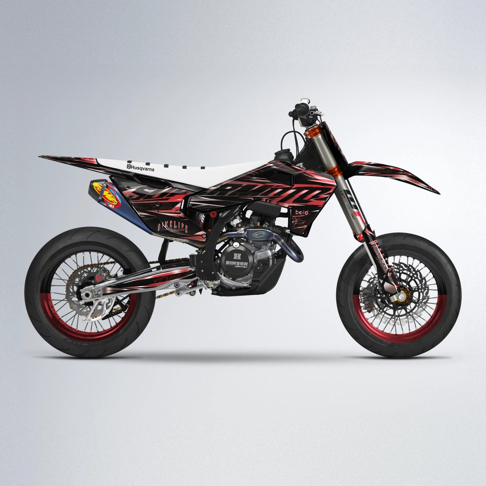 PHANTOM Husqvarna FE/TE supermoto graphics kit in Black & Red