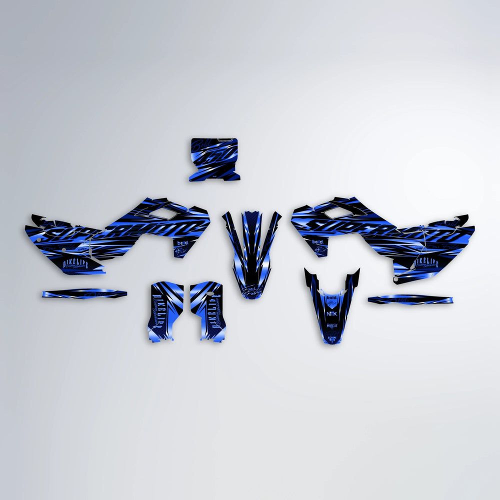 PHANTOM Husqvarna FE/TE graphics kit parts layout in Blue
