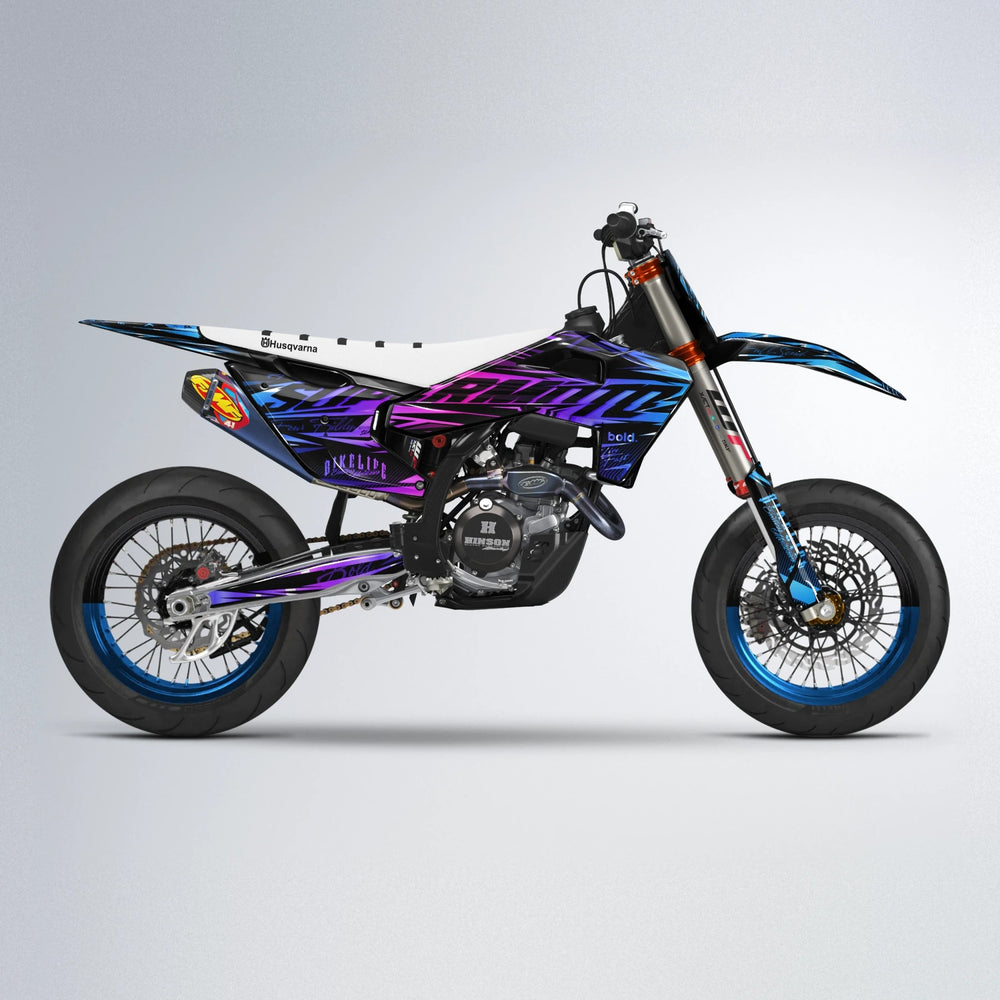 PHANTOM Husqvarna FE/TE supermoto graphics kit in Blue Purple Fade