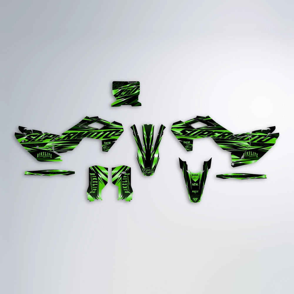 PHANTOM Husqvarna FE/TE graphics kit parts layout in Green