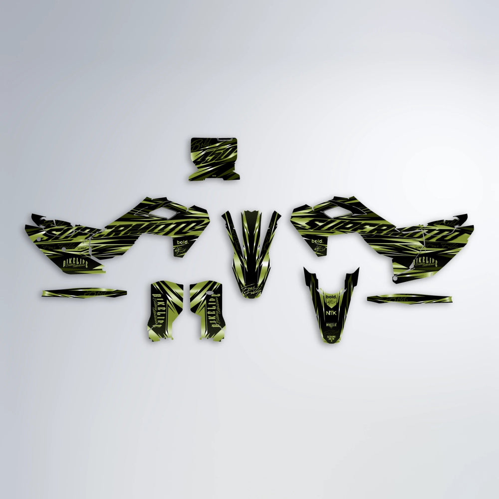 PHANTOM Husqvarna FE/TE graphics kit parts layout in Olive