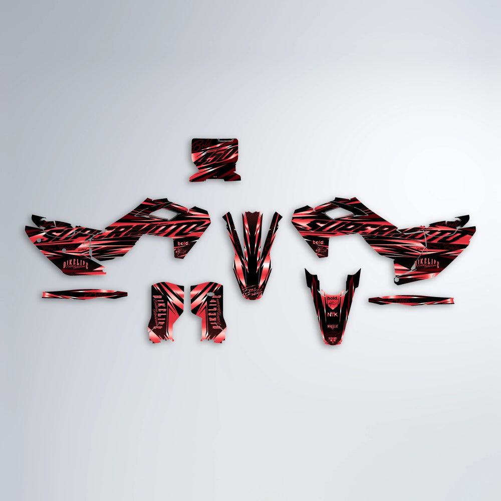 PHANTOM Husqvarna FE/TE graphics kit parts layout in Red