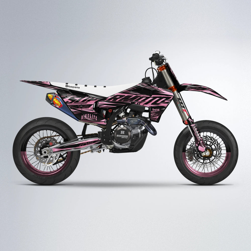PHANTOM Husqvarna FE/TE supermoto graphics kit in Sakura Pink