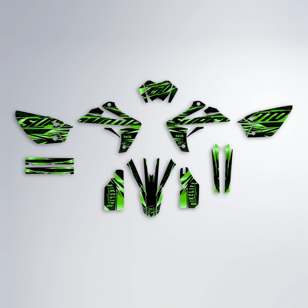 PHANTOM Rieju MRT graphics kit parts layout in Green