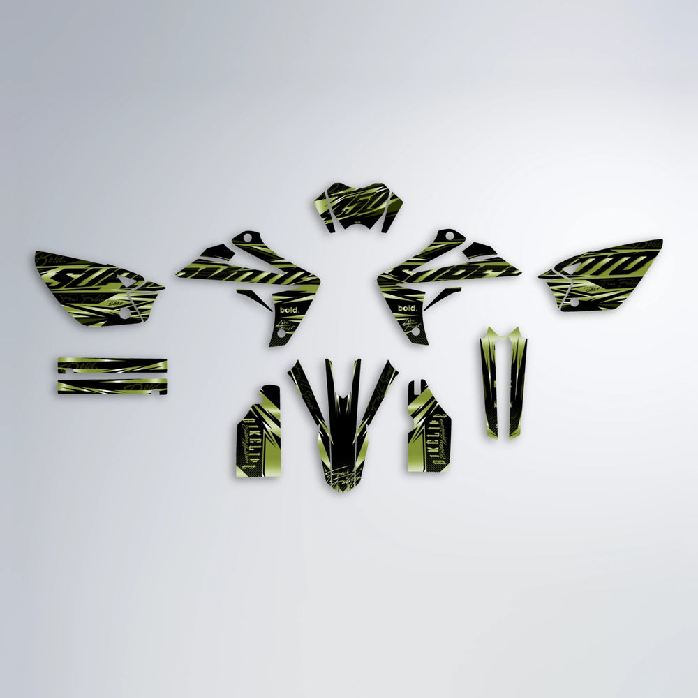 PHANTOM Rieju MRT graphics kit parts layout in Olive