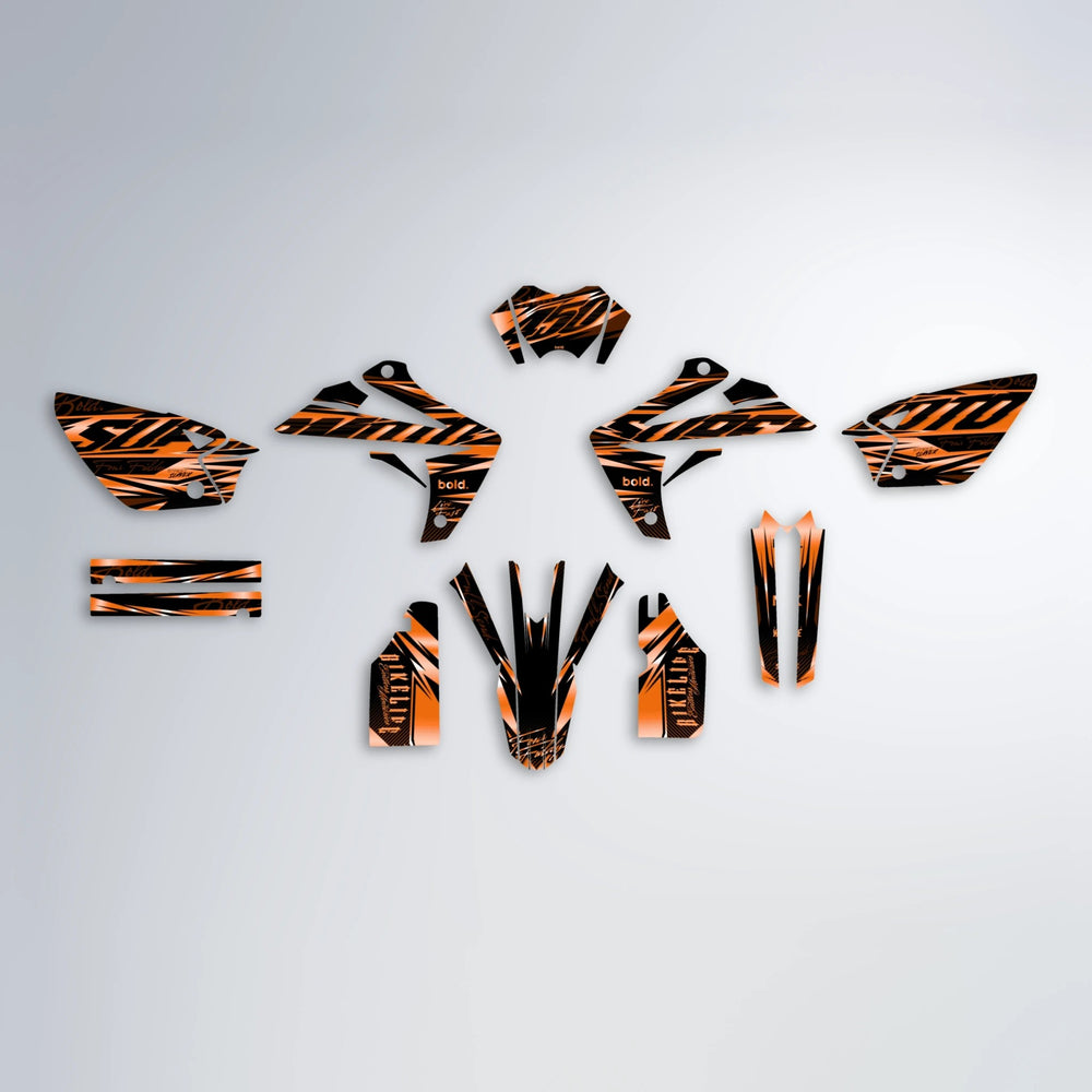 PHANTOM Rieju MRT graphics kit parts layout in Orange