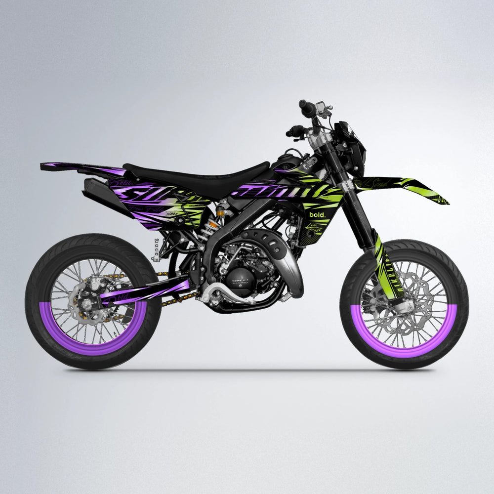 PHANTOM Rieju MRT supermoto graphics kit in Purple & Yellow