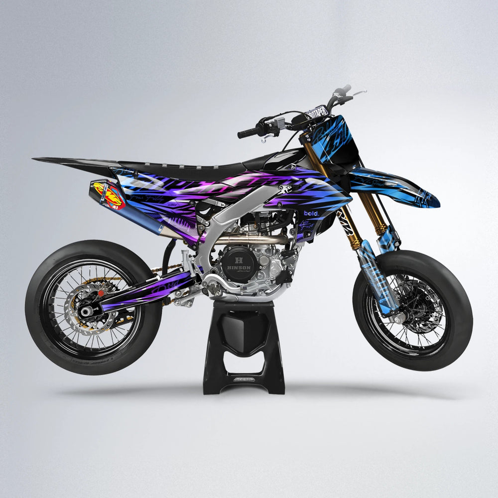 PHANTOM Yamaha YZF SM supermoto graphics kit in Blue Purple Fade