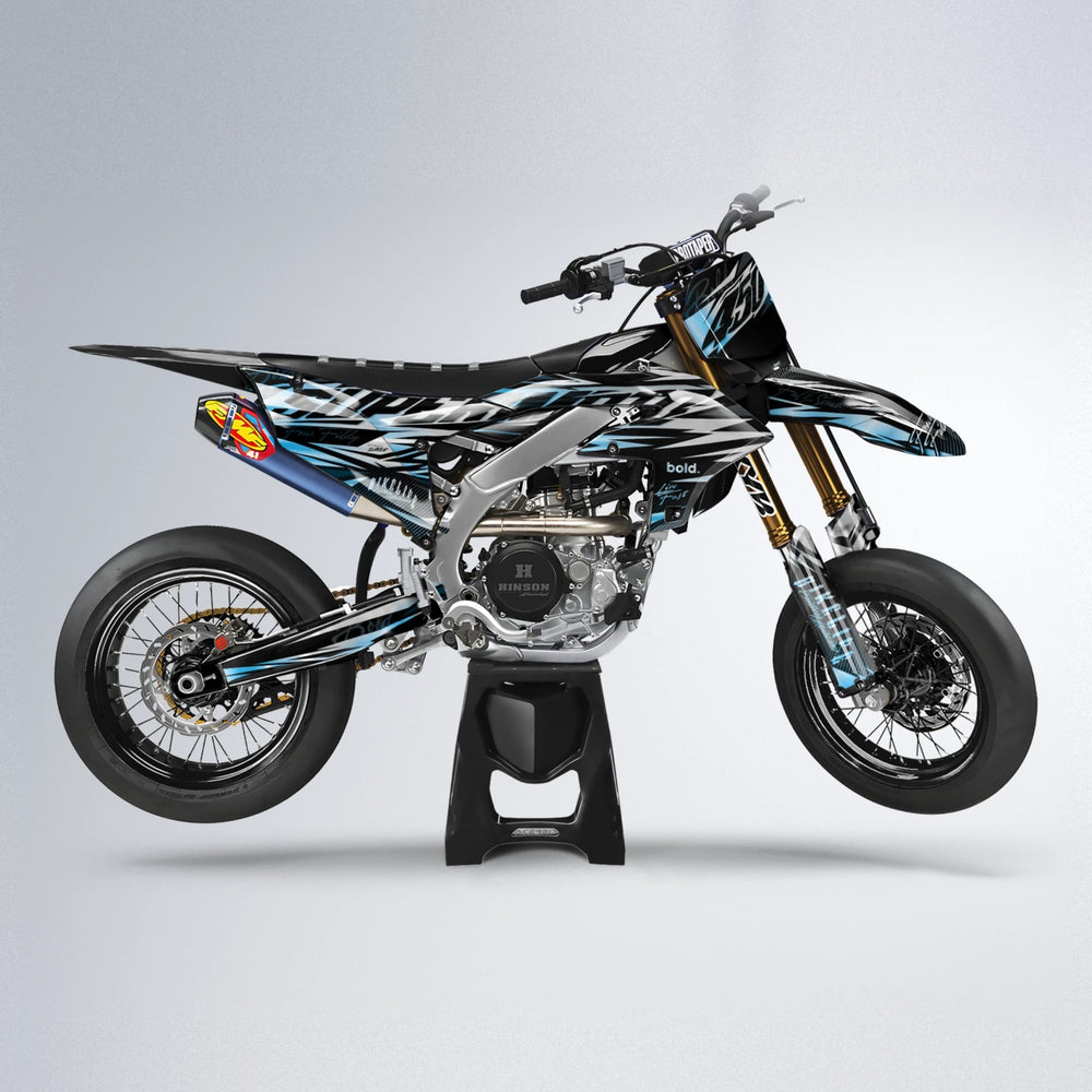 PHANTOM Yamaha YZF SM supermoto graphics kit in Light Blue & White
