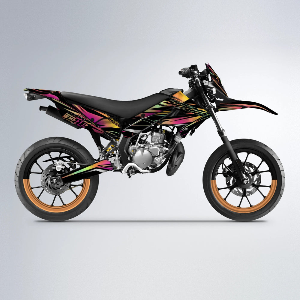 PRESENCE Derbi Senda supermoto graphics kit in Pink & Yellow