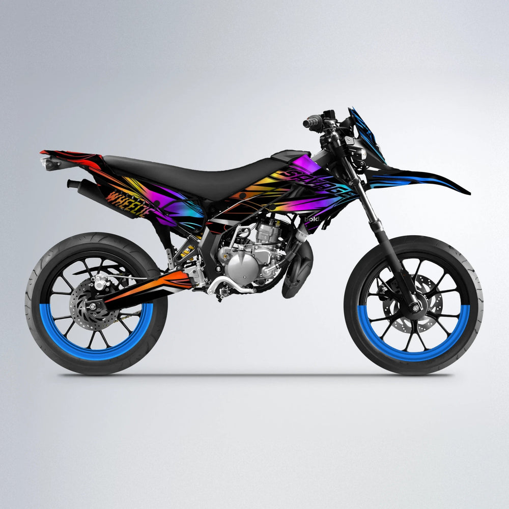 PRESENCE Derbi Senda supermoto graphics kit in Sunset Fade