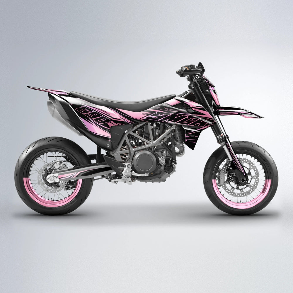 PRESENCE KTM SMC 690 supermoto graphics kit in Sakura Pink