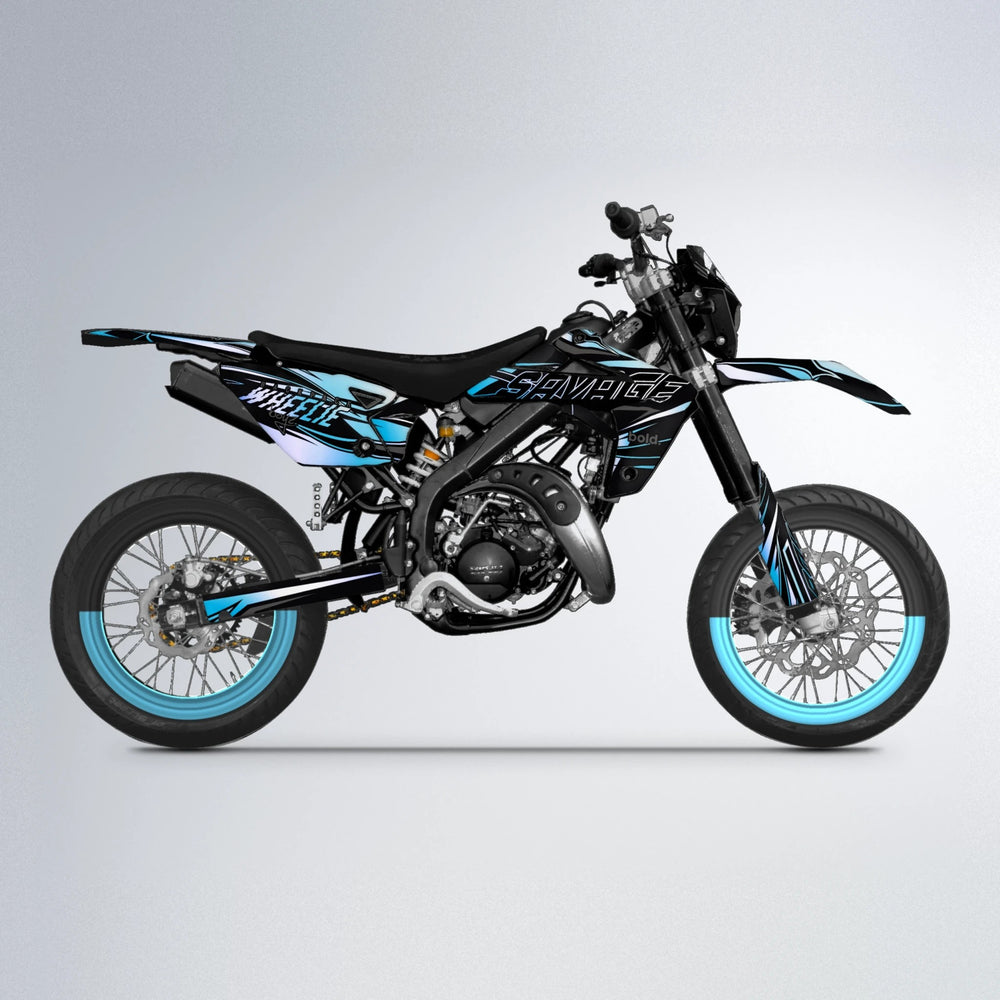 PRESENCE Rieju MRT supermoto graphics kit in Light Blue & White