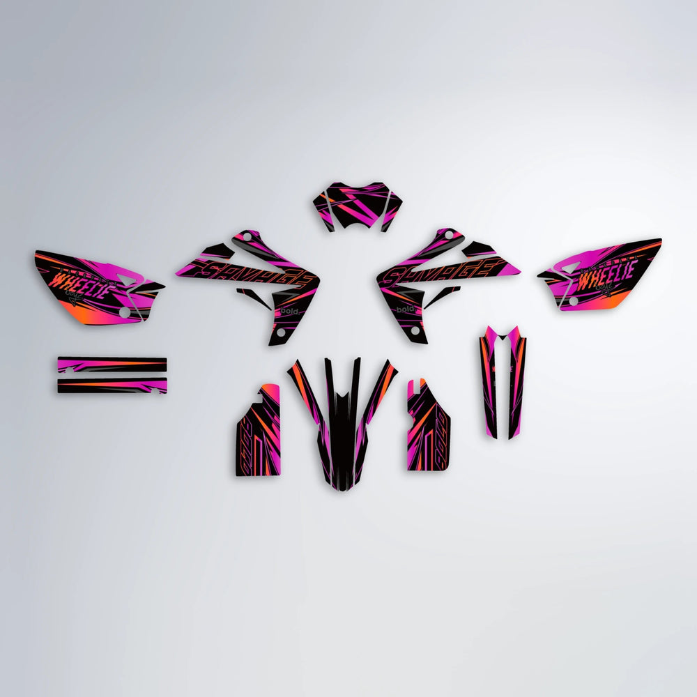 PRESENCE Rieju MRT graphics kit parts layout in Pink