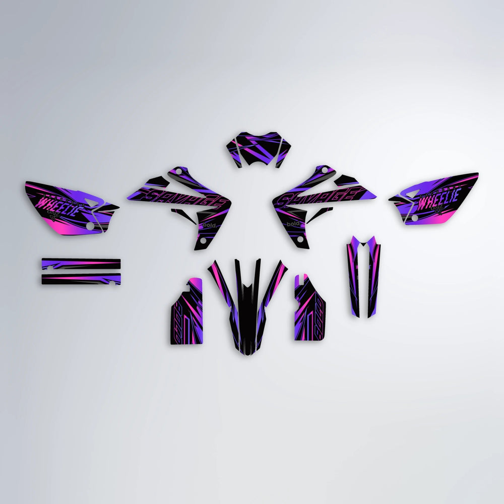 PRESENCE Rieju MRT graphics kit parts layout in Purple