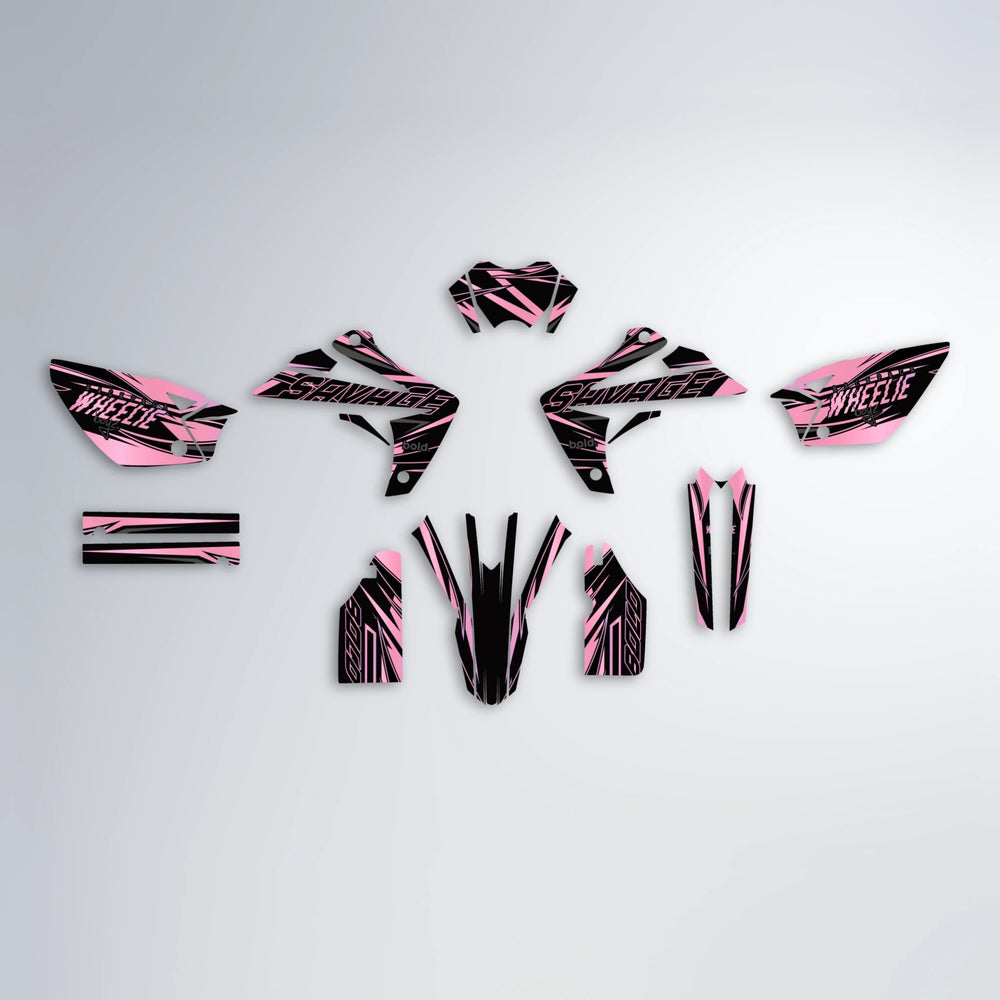 PRESENCE Rieju MRT graphics kit parts layout in Sakura Pink