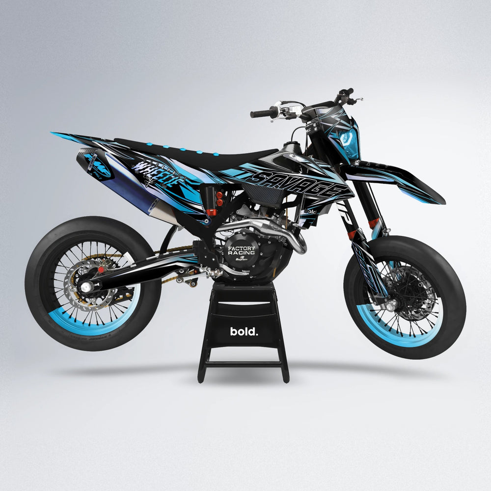 PRESENCE supermoto graphics kit in Light Blue & White