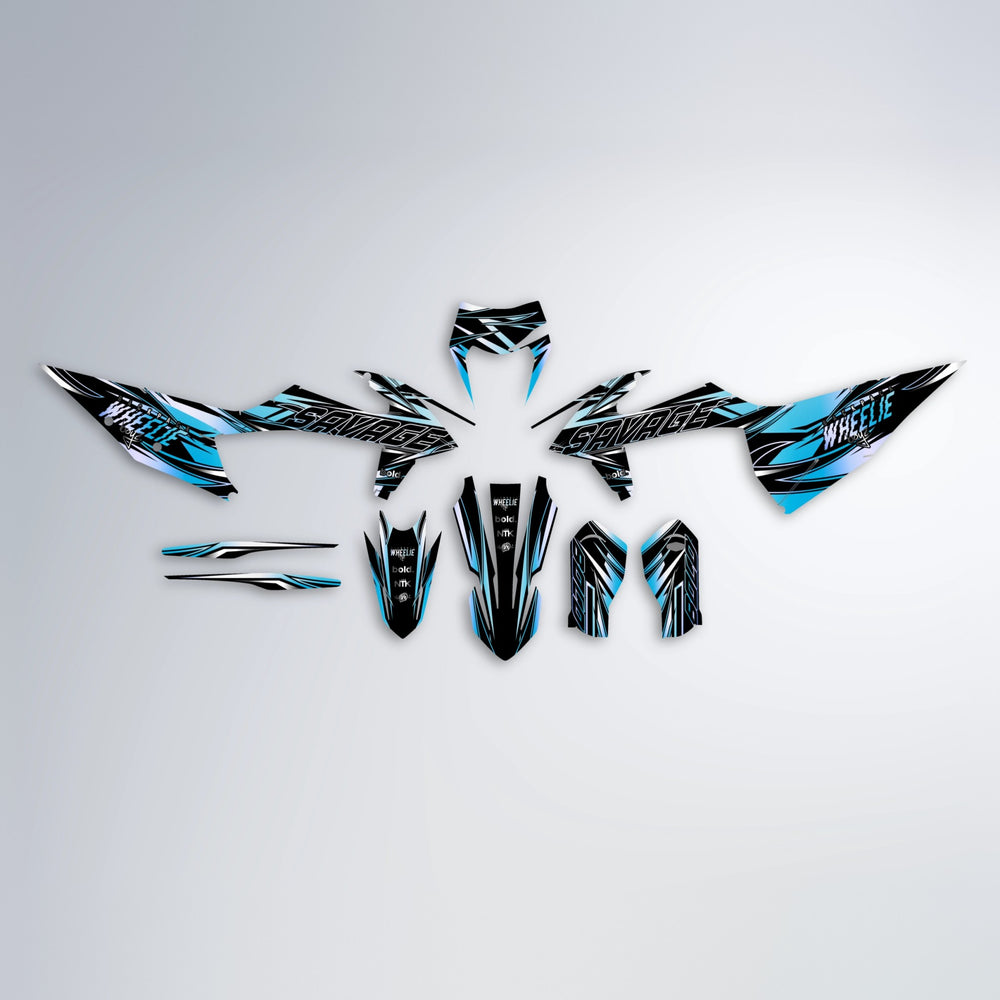 PRESENCE graphics kit parts layout in Light Blue & White
