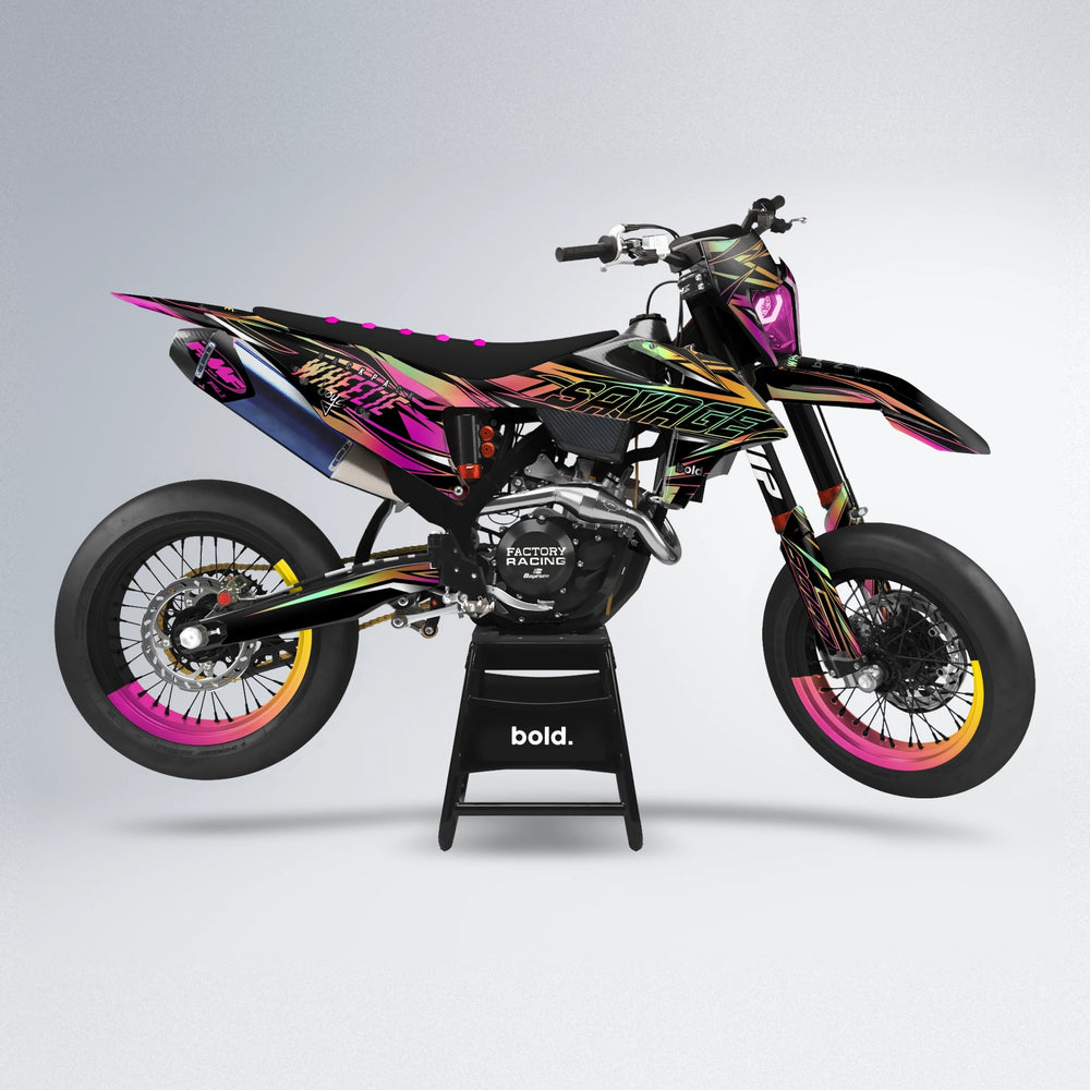 PRESENCE supermoto graphics kit in Pink & Yellow