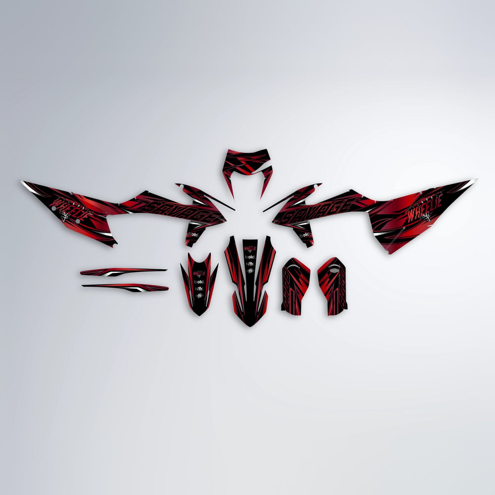 PRESENCE graphics kit parts layout in Red Chrome