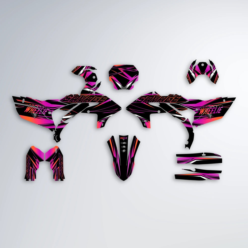 PRESENCE Yamaha YZF MX graphics kit parts layout in Pink