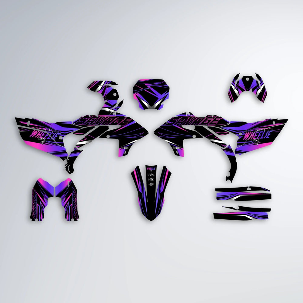 PRESENCE Yamaha YZF SM graphics kit parts layout in Purple