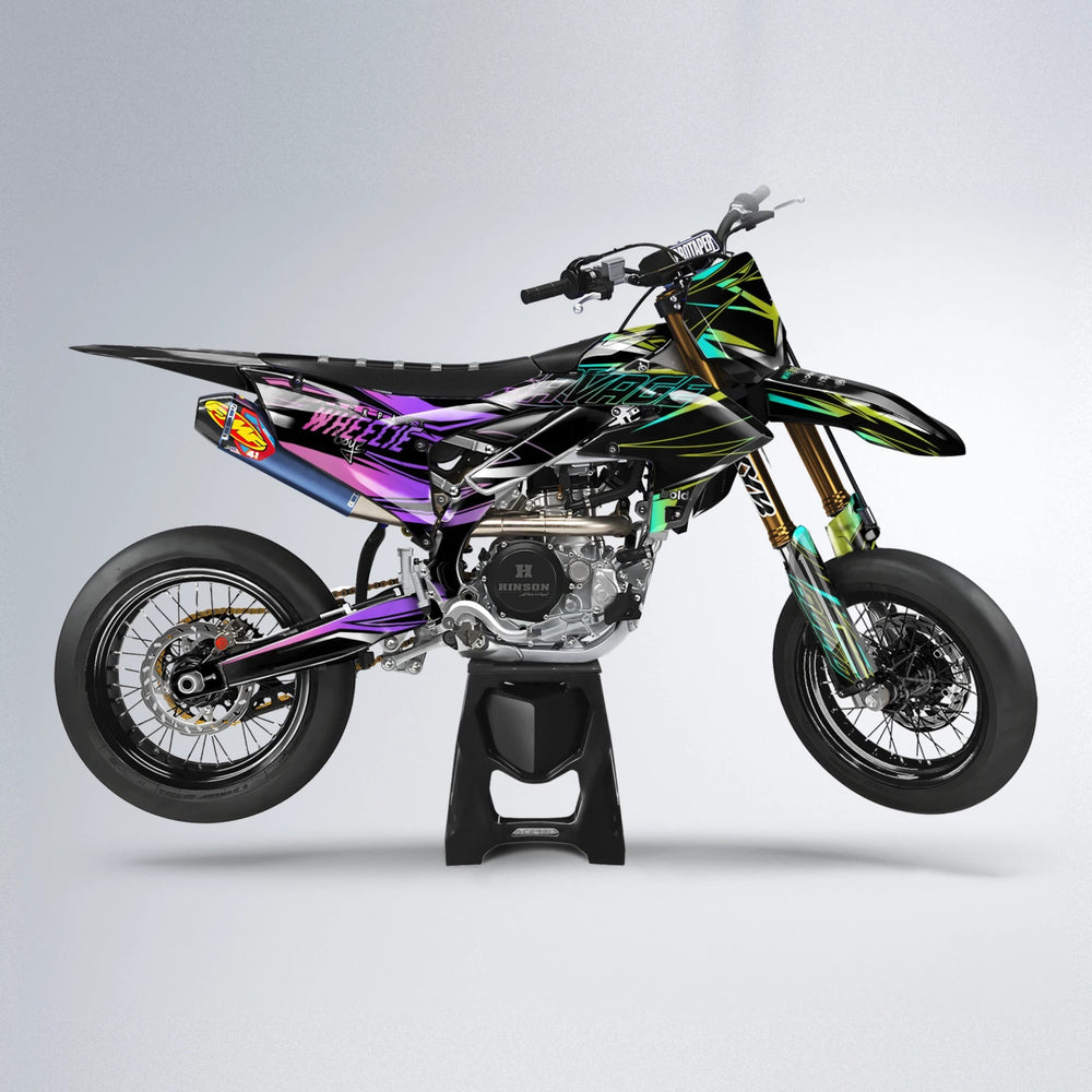 PRESENCE Yamaha YZF SM supermoto graphics kit in Purple & Yellow