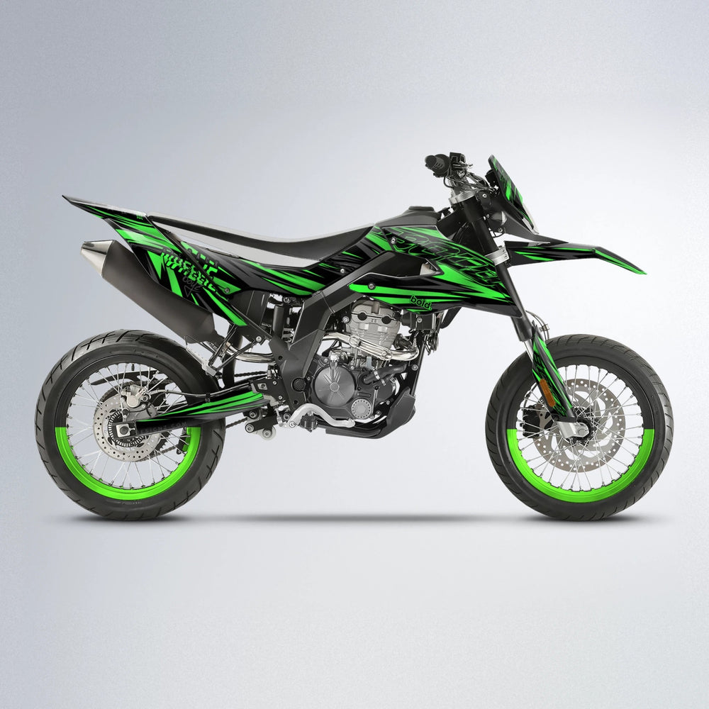 RAGE Aprilia SX 125 supermoto graphics kit in Green