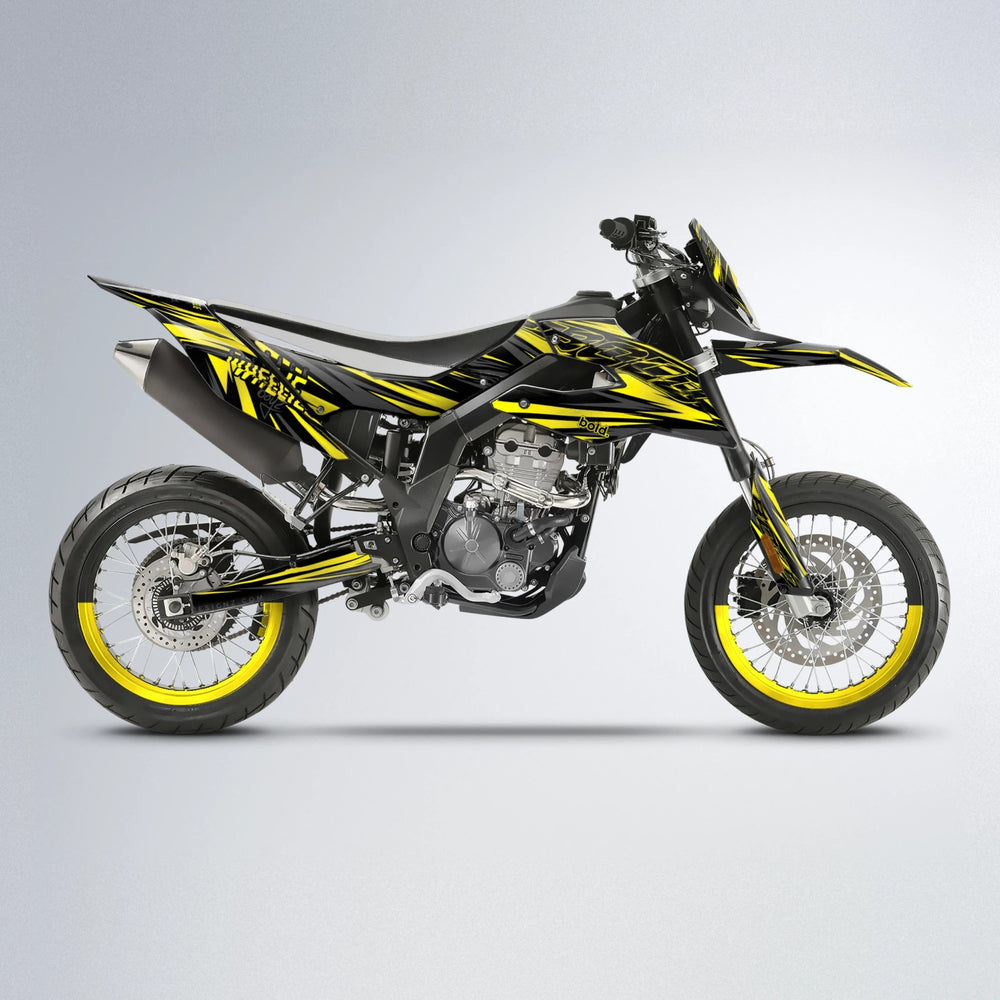 RAGE Aprilia SX 125 supermoto graphics kit in Yellow