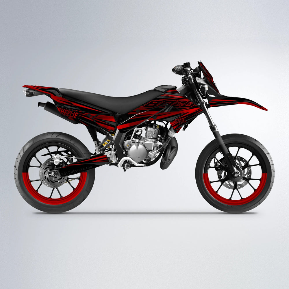 RAGE Derbi Senda supermoto graphics kit in Custom Colour