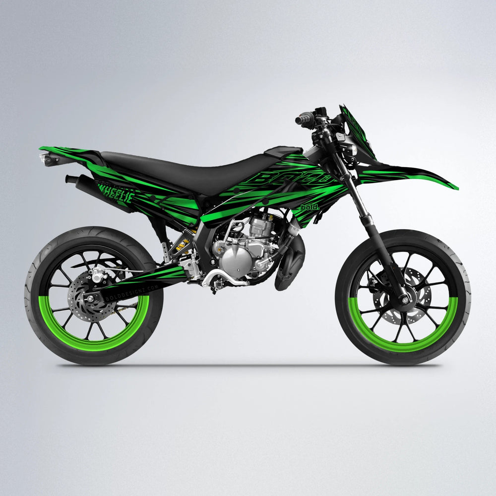 RAGE Derbi Senda supermoto graphics kit in Green