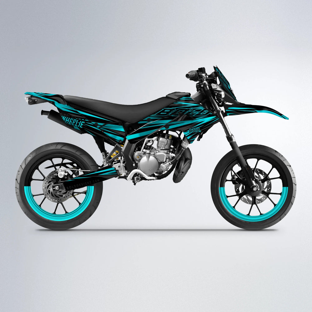 RAGE Derbi Senda supermoto graphics kit in Teal