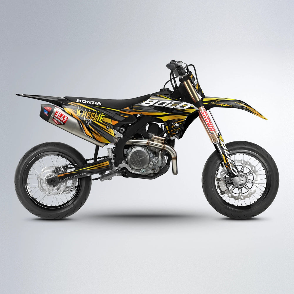 RAGE Honda supermoto graphics kit in Orange & Yellow