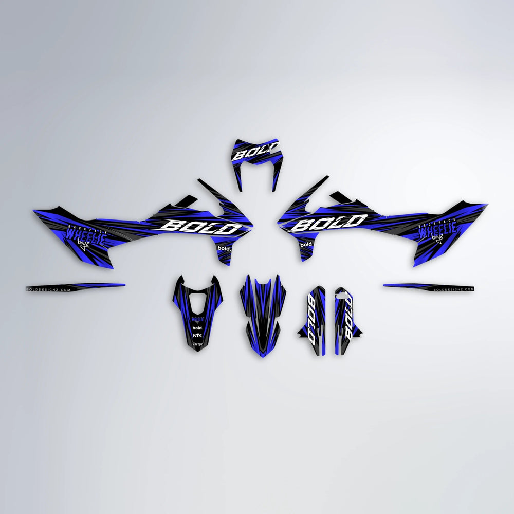 RAGE KTM SMC 690 graphics kit parts layout in Blue