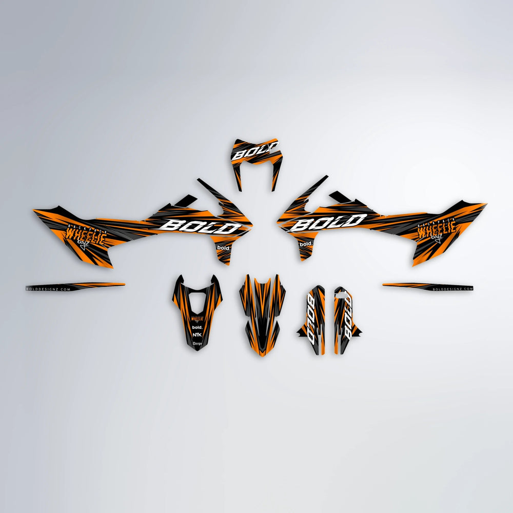 RAGE KTM SMC 690 graphics kit parts layout in Orange