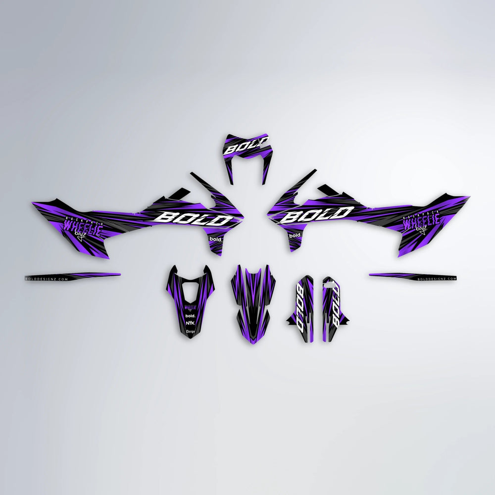 RAGE KTM SMC 690 graphics kit parts layout in Purple
