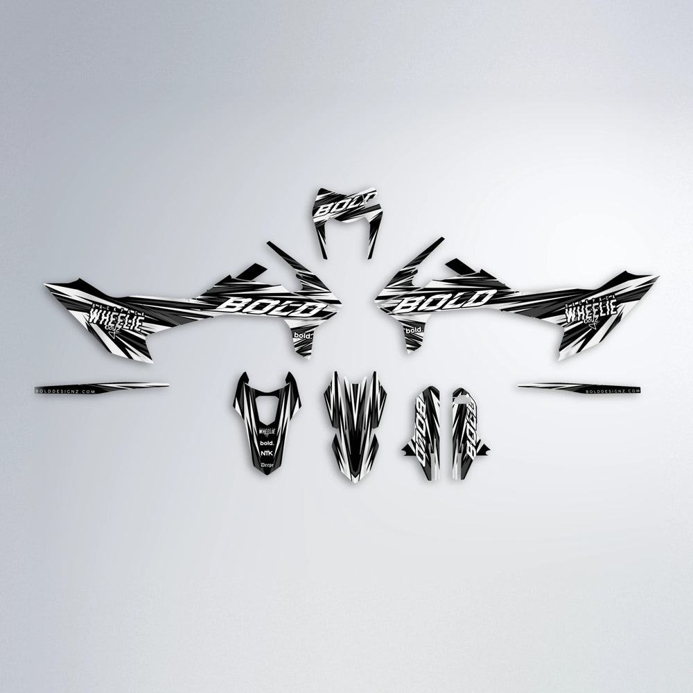 RAGE KTM SMC 690 graphics kit parts layout in White