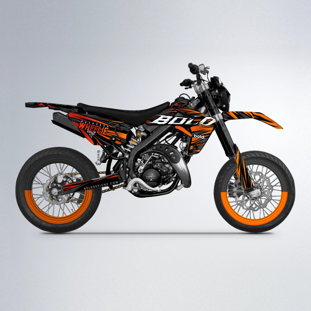 RAGE Rieju MRT supermoto graphics kit in Red & Orange