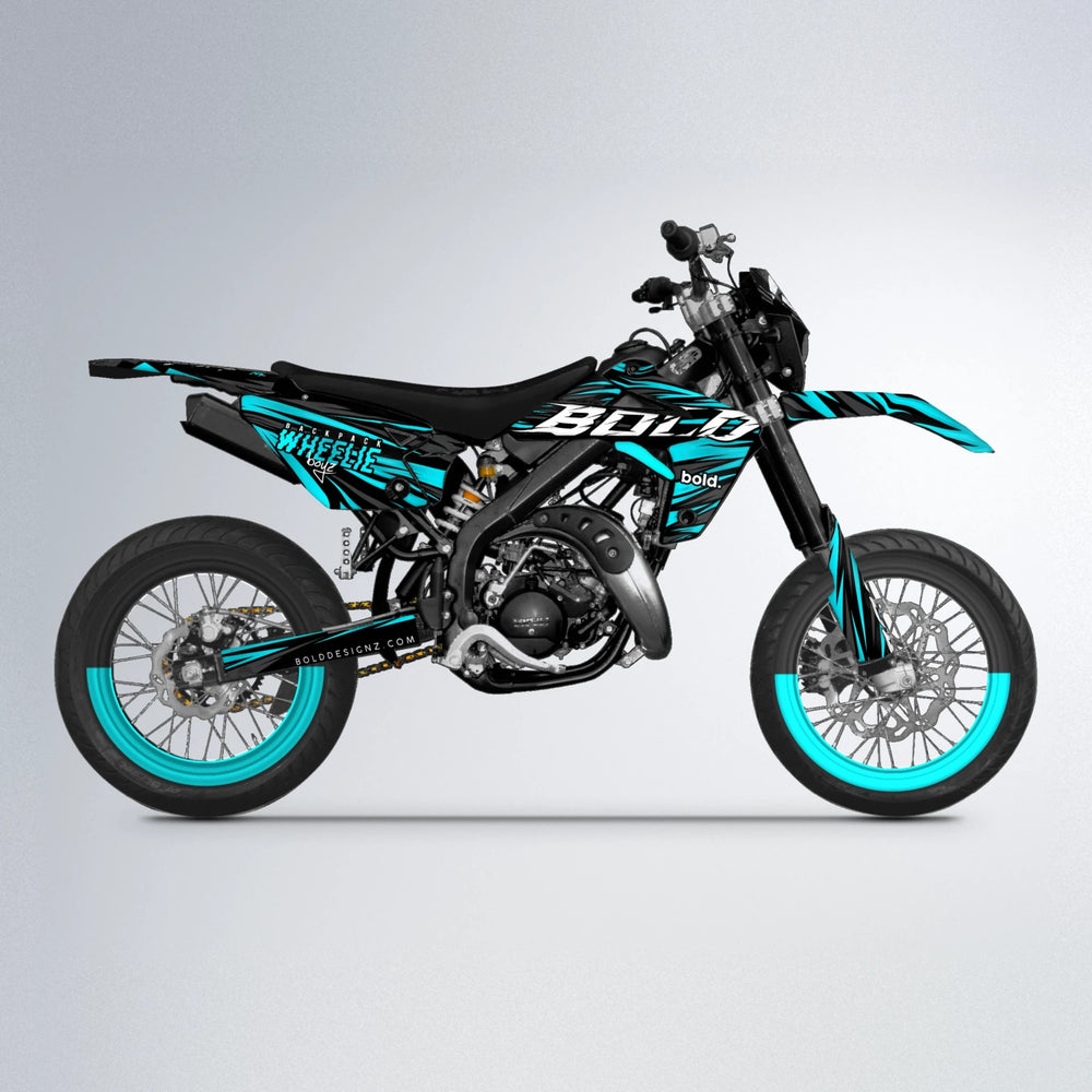 RAGE Rieju MRT supermoto graphics kit in Teal